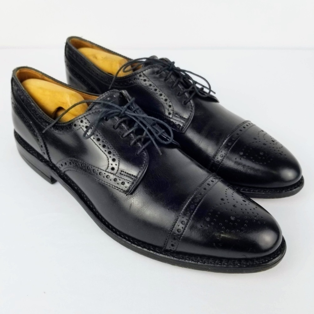 Mens 11aaa Allen Edmonds Sanford Leather Black Oxford Cap Toe Dress Shoes